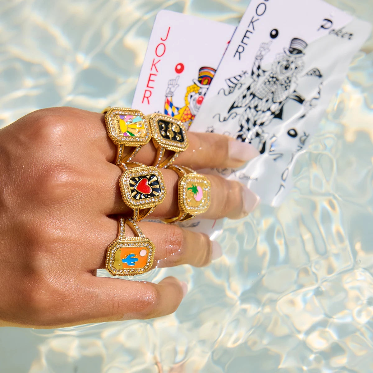 18K Gold Plated Enamel Signet Rings for Women – Waterproof & Tarnish-Free Jewellery & Jewelry