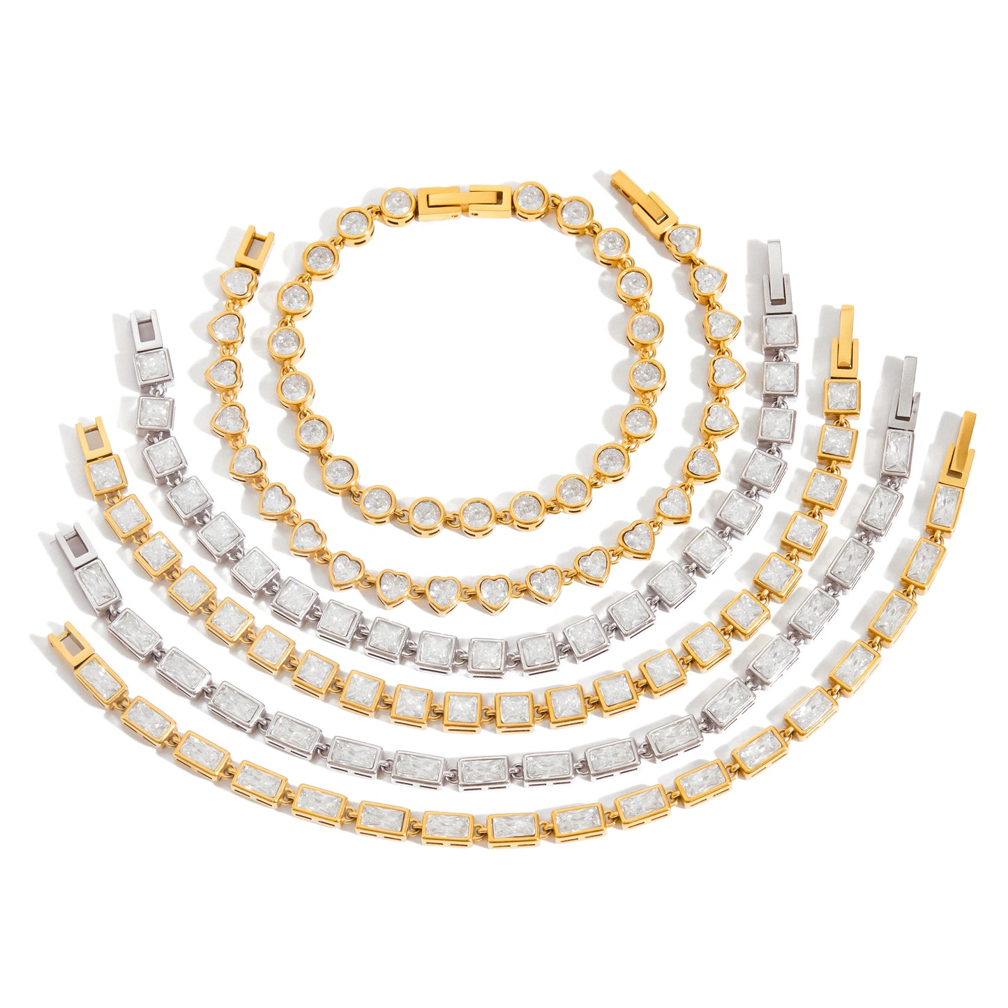 Premium 18K Gold Plated Tennis Bracelet Set for Women – Waterproof & Tarnish-Free Luxury Jewellery & Jewelry