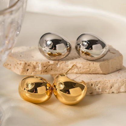 Chunky Hoop Stud Earrings for Women – Gold Plated Waterproof Tarnish Free Stainless Steel Fashion Jewellery