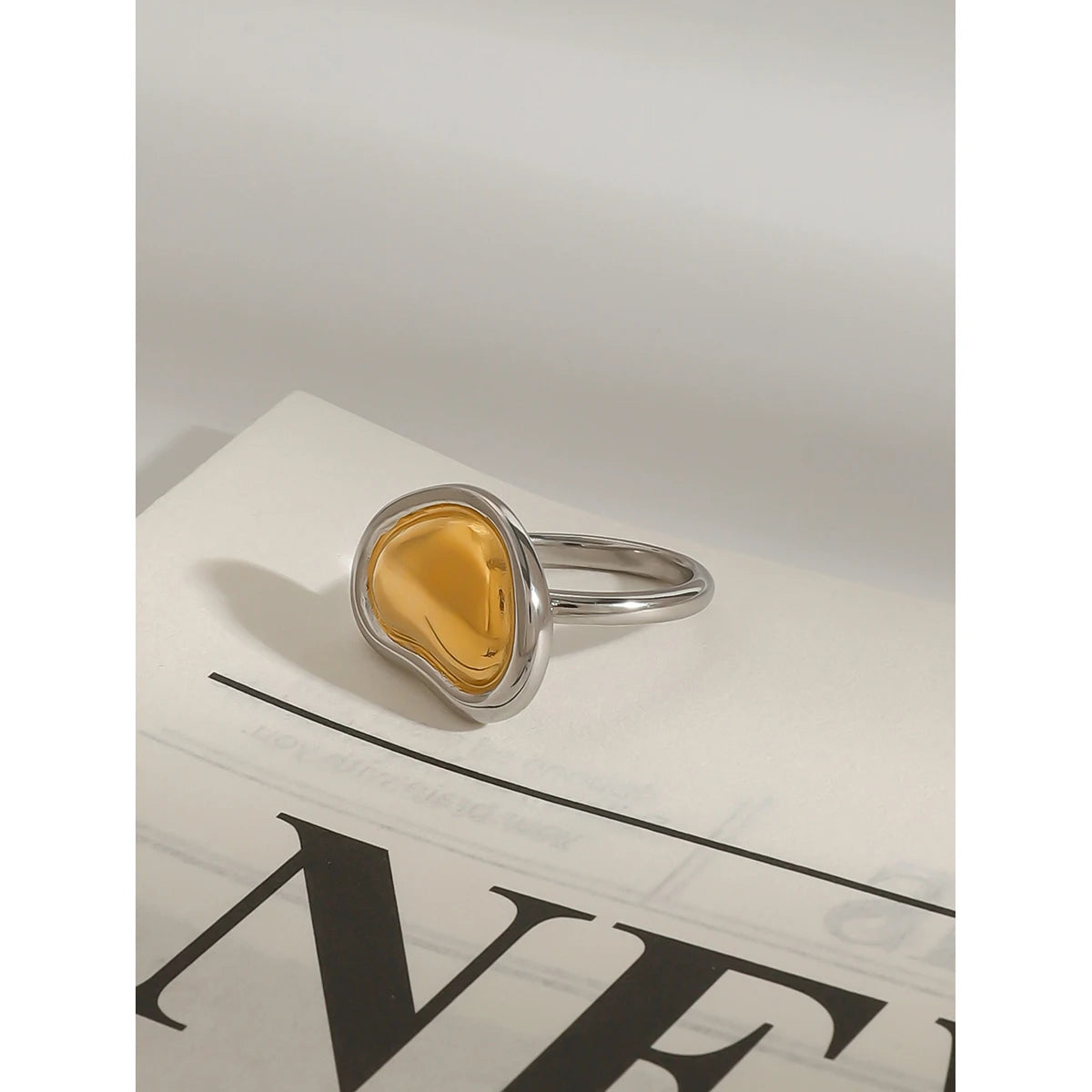 18K Gold Plated Molten Heart Ring – Waterproof, Tarnish-Free Modern Statement Ring