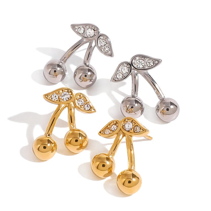 18K vergulde kersenketting & oorbellen set – waterdichte & aanslagvrije sieraden voor dames