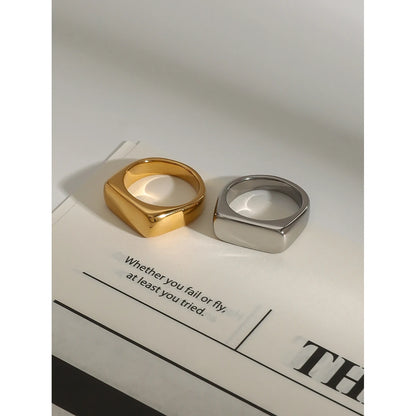 Minimalist Geometric Signet Ring – Modern Unisex Statement Band (Gold & Silver Options)