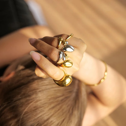 18K Gold Plated Dome Statement Ring – Waterproof, Tarnish-Free Chunky Jewellery (Gold & Silver)