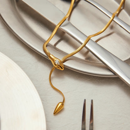 18K vergulde verstelbare lariat-ketting – Waterdicht, aanslagvrij minimalistisch sieraad
