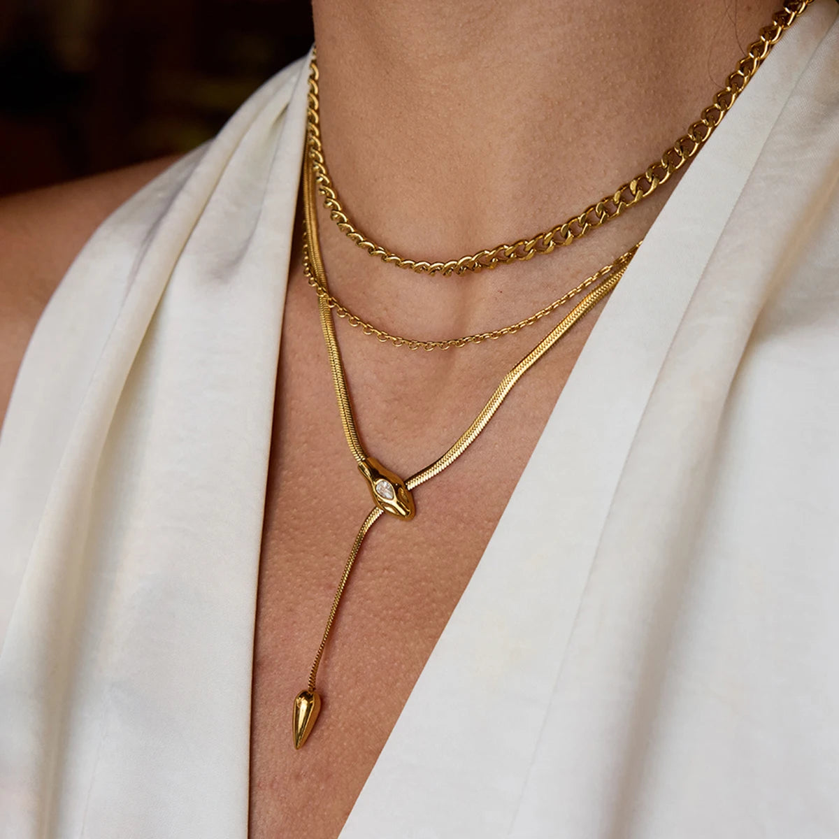 18K vergulde verstelbare lariat-ketting – Waterdicht, aanslagvrij minimalistisch sieraad