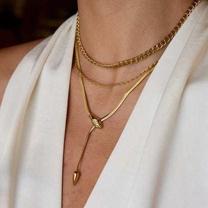 18K vergulde verstelbare lariat-ketting – Waterdicht, aanslagvrij minimalistisch sieraad