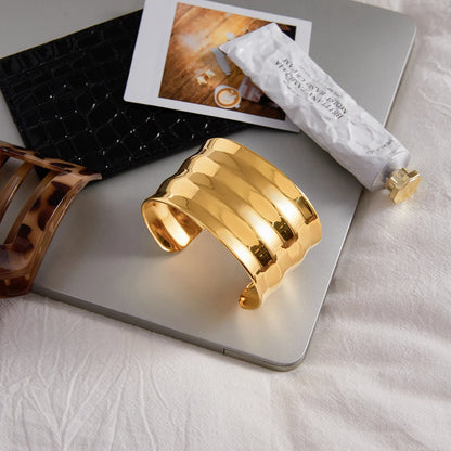 Gold Plated Statement Bangle Bracelet for Women | Waterproof & Tarnish-Free Modern Jewelry