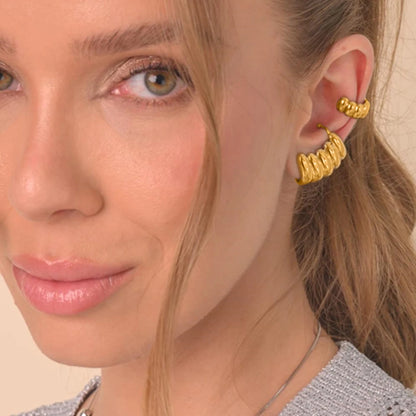 Chunky Gold Huggie Earrings for Women | 18K Gold Plated Waterproof Tarnish-Free Statement Earrings