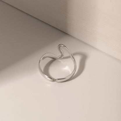 Chunky Wavy Contour Ring | 18K Gold Plated Molten Adjustable Band | Organic Waterproof Stainless Steel Statement Jewelry