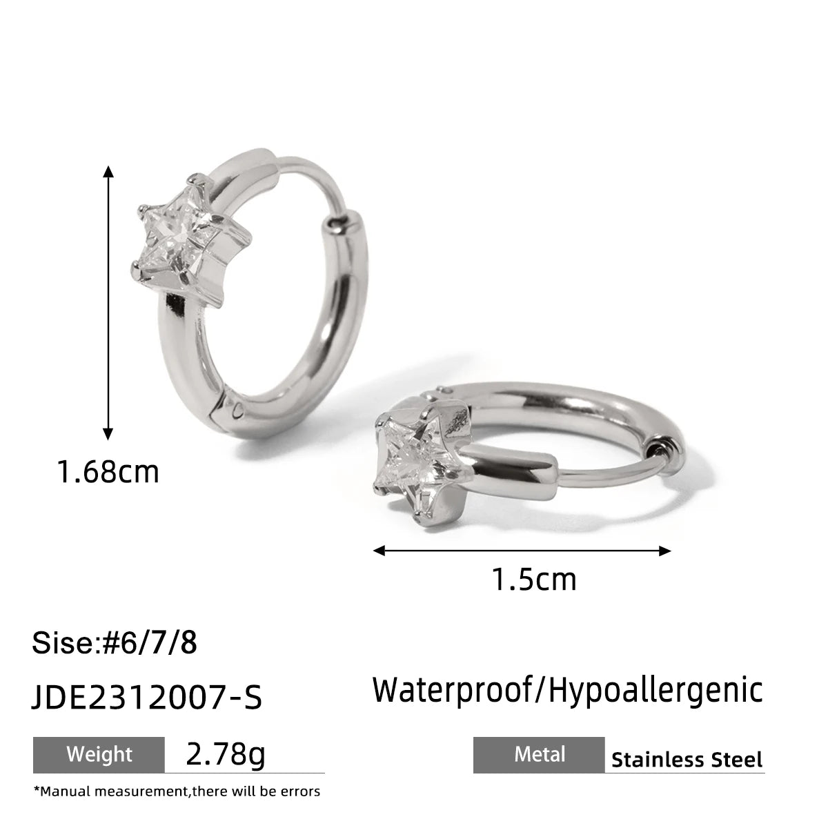 Gold Plated Huggie Hoop Earrings for Women – Waterproof Tarnish Free Stainless Steel Crystal Jewellery