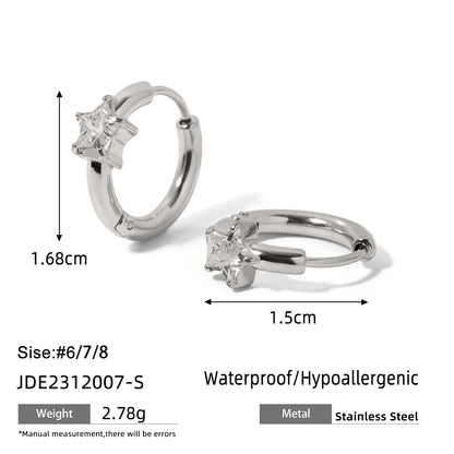 Gold Plated Huggie Hoop Earrings for Women – Waterproof Tarnish Free Stainless Steel Crystal Jewellery