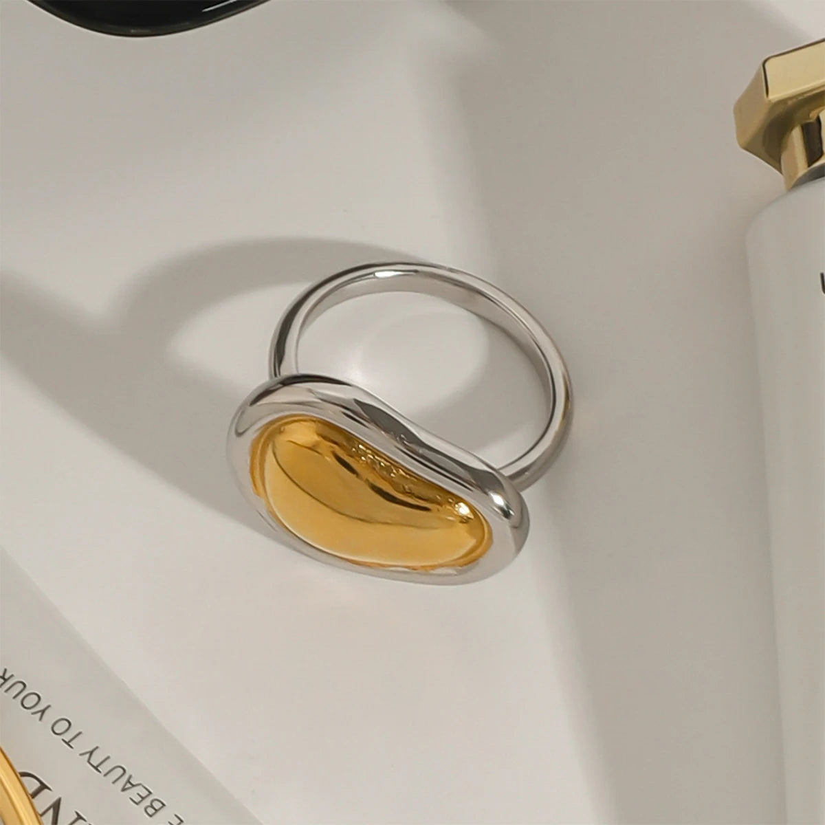 18K Gold Plated Molten Heart Ring – Waterproof, Tarnish-Free Modern Statement Ring