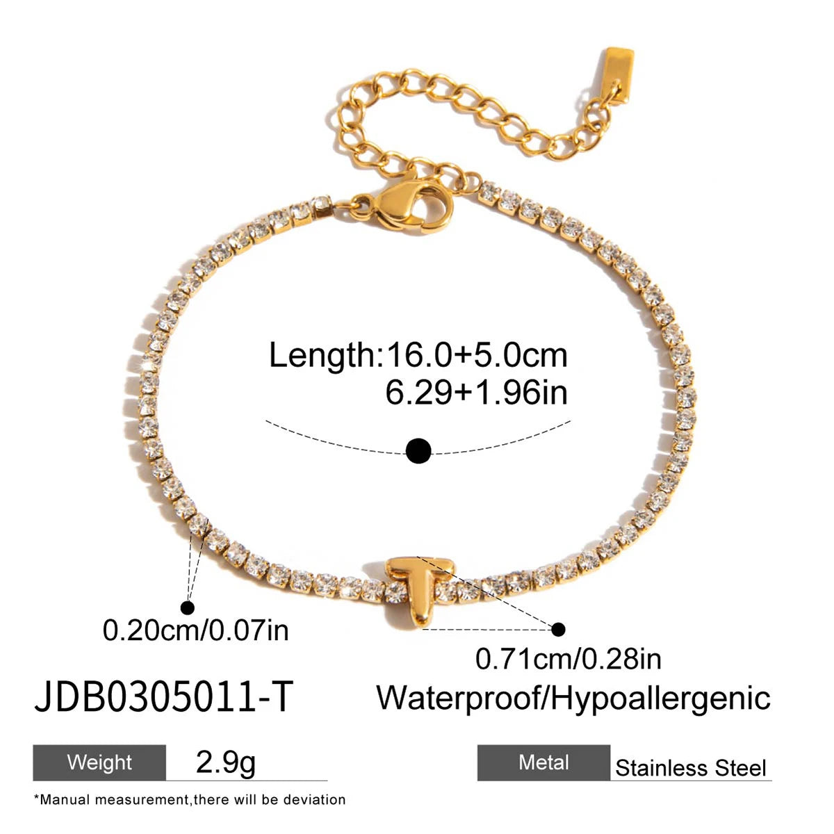 Premium 18K Gold Plated Initial Hand Bracelet for Women – Waterproof & Tarnish-Free Luxury Jewellery & Jewelry