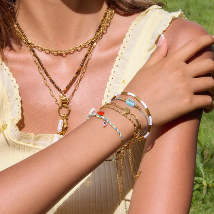 Gold Plated Boho Charm Bracelet Set for Women | Waterproof & Tarnish-Free Braided Jewelry