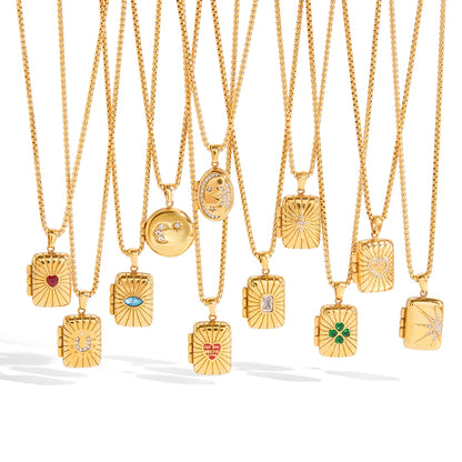 18K Gold-Plated Locket Necklace for Men & Women | Vintage-Style Photo Locket Pendant