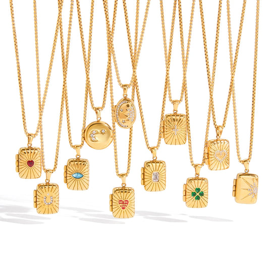 18K vergulde medaillonketting voor mannen en vrouwen | Medaillonhanger in vintage stijl