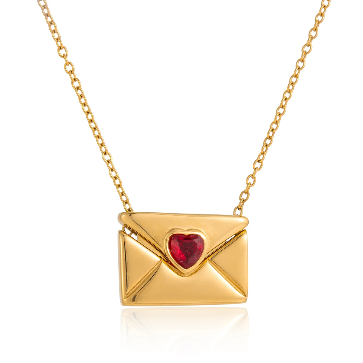18K Vergulde Liefdesbrief Envelop Ketting | Romantische Hart Hanger Ketting