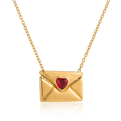 18K Vergulde Liefdesbrief Envelop Ketting | Romantische Hart Hanger Ketting