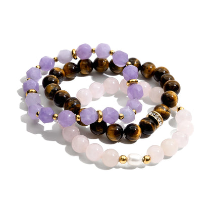 Natural Stone Bracelet Set for Women | Waterproof & Tarnish-Free Beaded Jewelry