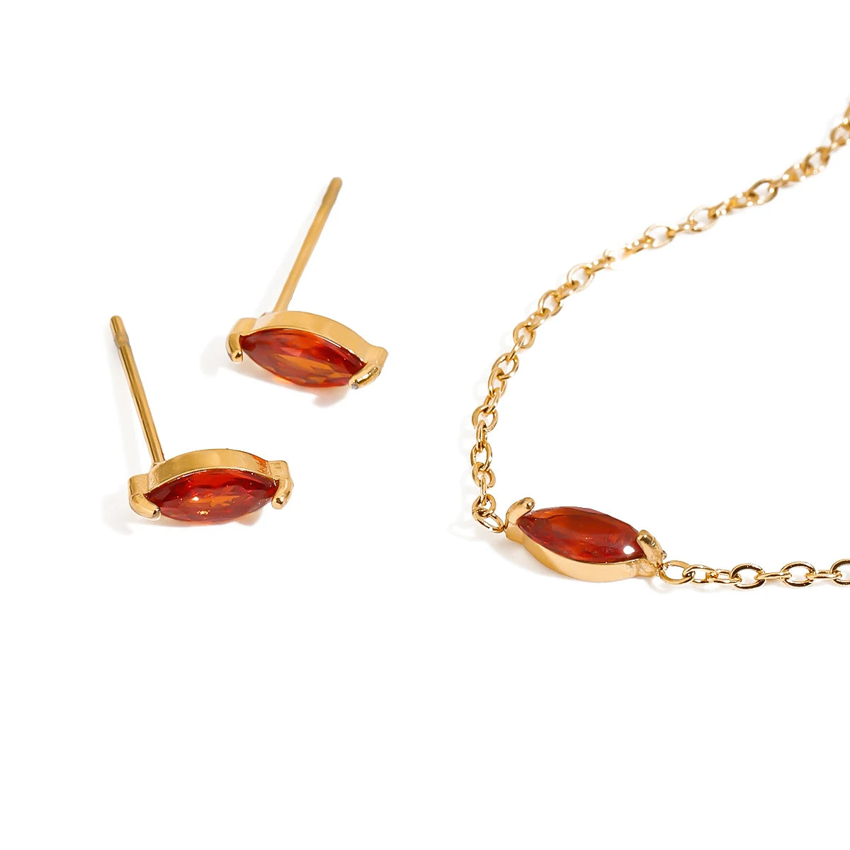 Premium 18K Gold Plated Birthstone Zirconia Earrings & Bracelet Set for Women – Waterproof & Tarnish-Free Jewellery & Jewelry