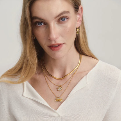 18K vergulden pootafdruk ketting | Ketting met dierenbedel voor honden- en kattenliefhebbers