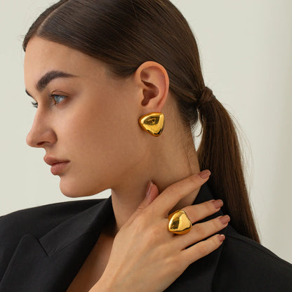 18K Gold Plated Geometric Stud Earrings Set for Women – Waterproof Tarnish Free Stainless Steel Minimal Jewellery