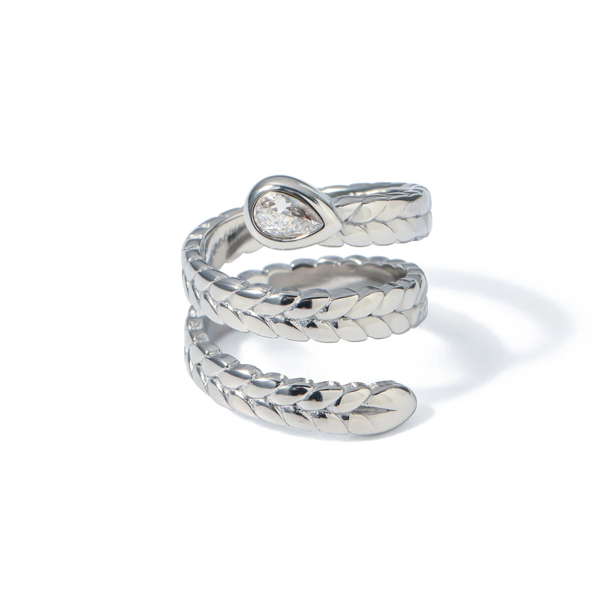 18K Gold Plated Snake Wrap Ring with Crystal – Adjustable, Waterproof & Tarnish-Free (Gold & Silver)