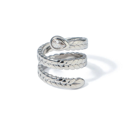 18K Gold Plated Snake Wrap Ring with Crystal – Adjustable, Waterproof & Tarnish-Free (Gold & Silver)