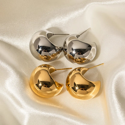 Chunky Hoop Stud Earrings for Women – Gold Plated Waterproof Tarnish Free Stainless Steel Fashion Jewellery