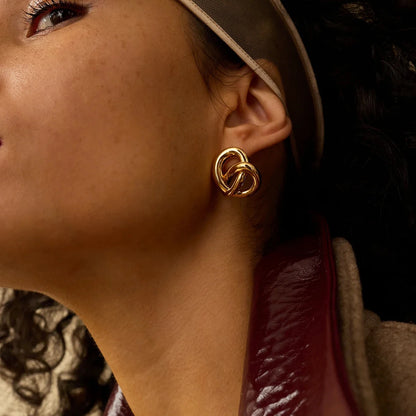 18K Gold Plated Knot Stud Earrings – Waterproof Tarnish-Free Minimalist Luxury Jewelry for Women