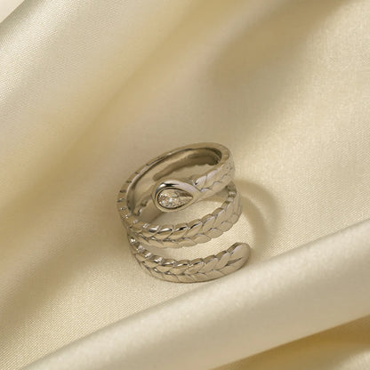 18K Gold Plated Snake Wrap Ring with Crystal – Adjustable, Waterproof & Tarnish-Free (Gold & Silver)