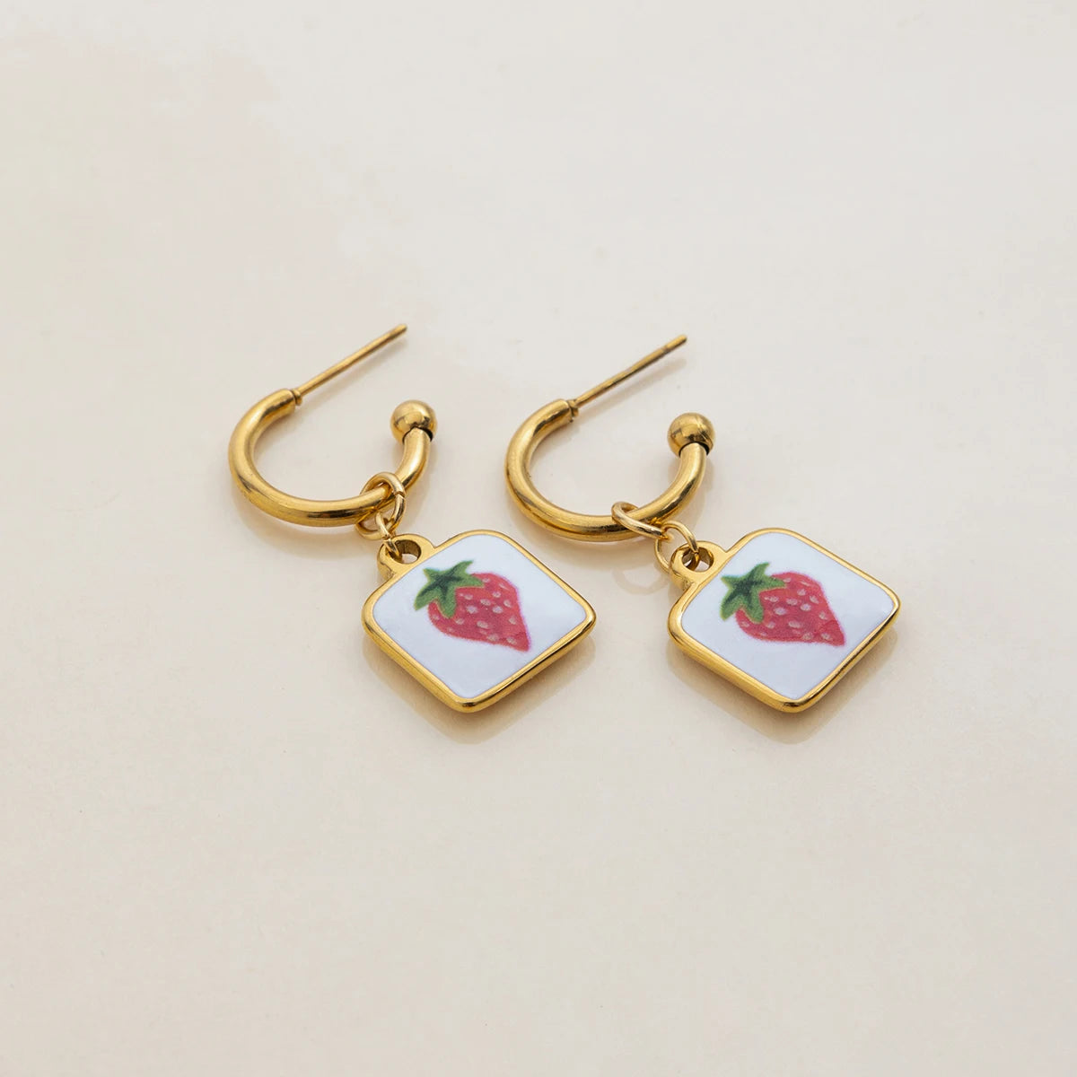 Fruit Charm Huggie Hoop Earrings for Women – Gold Plated Waterproof Tarnish Free Stainless Steel Jewellery