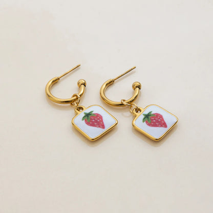 Fruit Charm Huggie Hoop Earrings for Women – Gold Plated Waterproof Tarnish Free Stainless Steel Jewellery