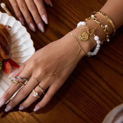 18K Vergulde Handketting Armband – Waterdicht, Aanslagvrij, Minimalistisch Handharnas Sieraad voor Dames