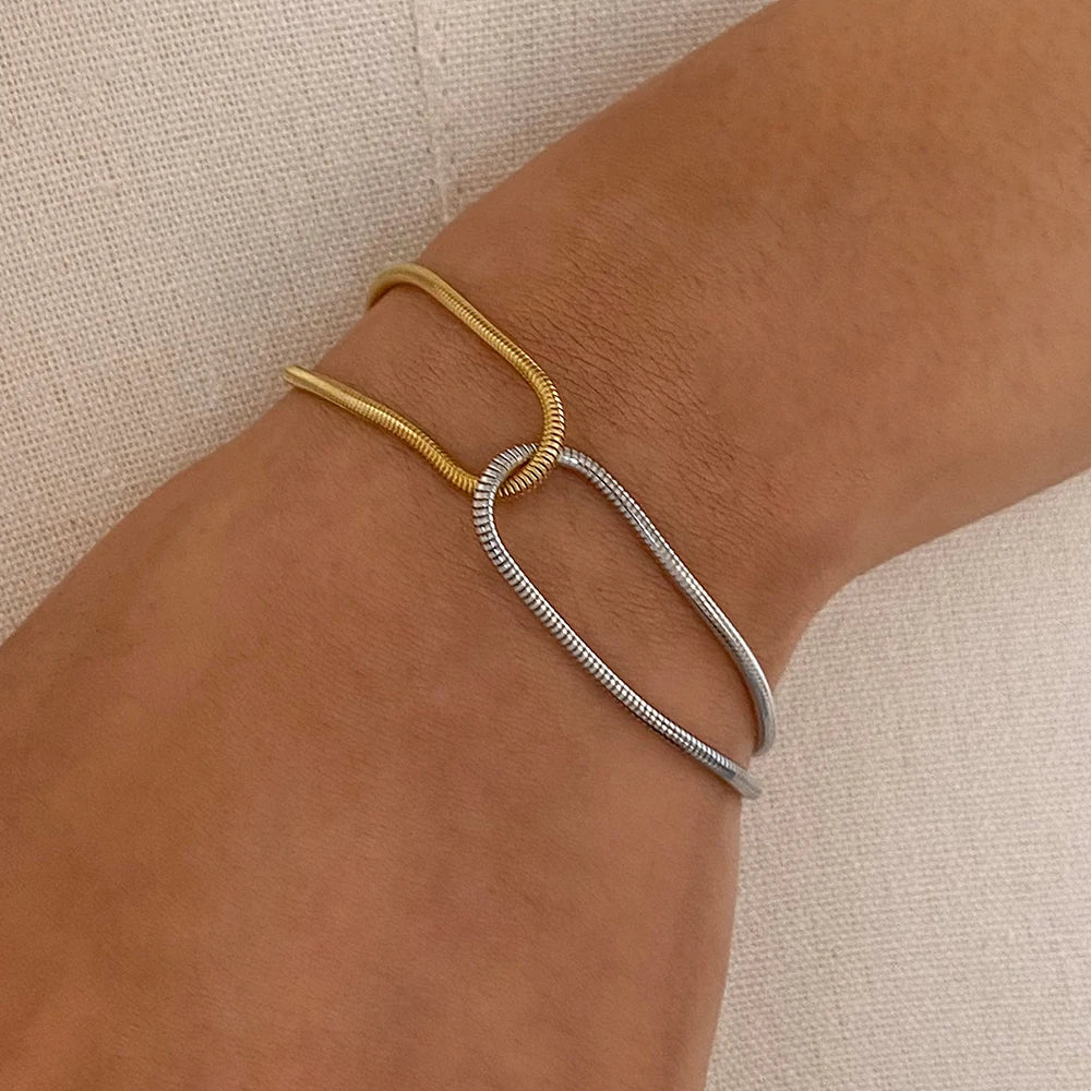 Premium 18K Gold Plated Dual-Tone Hand Bracelet for Women – Waterproof & Tarnish-Free Luxury Jewellery & Jewelry
