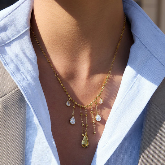 18K vergulde druppel hanger ketting – waterdicht, vlekvrij statement sieraad