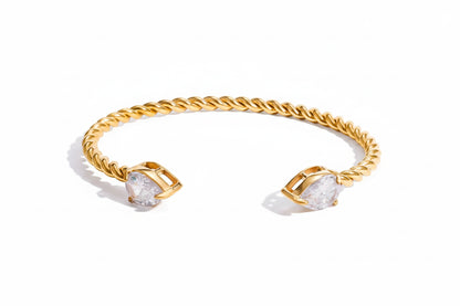 18K Gold Plated Bracelet Stack | Waterproof Bangle & Chain Bracelet Collection | CZ Crystal Gold Wrist Stack Gift Set