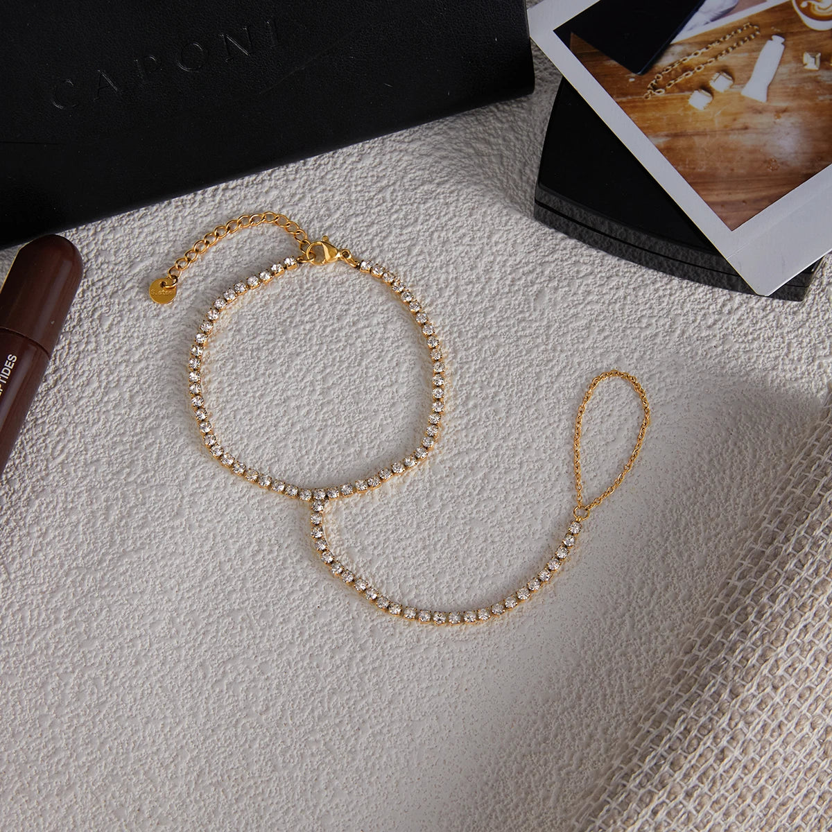 Kristallen Handketting Armband voor Dames | Verguld Waterdicht Aanslagvrij Hand Harness Sieraad