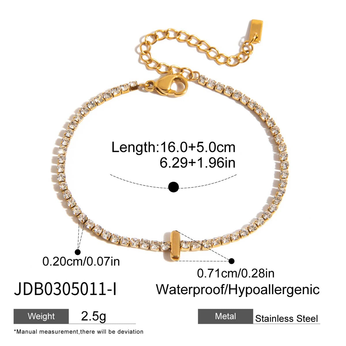 Premium 18K Gold Plated Initial Hand Bracelet for Women – Waterproof & Tarnish-Free Luxury Jewellery & Jewelry