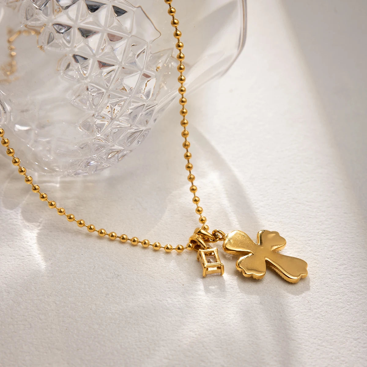 18K Vergulde Vintage Kruishanger Ketting – Waterdicht, Aanslagvrije Geloofssieraden