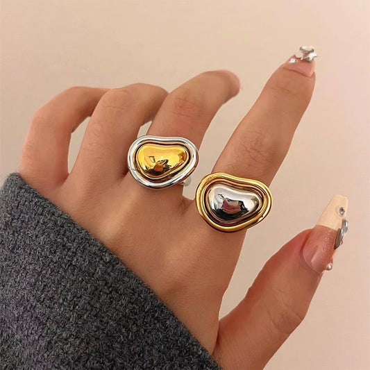 18K Vergulde Gesmolten Hart Ring – Waterdicht, Aanslagvrije Moderne Statement Ring