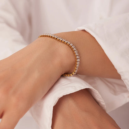 Premium 18K Gold Plated Tennis Bracelet for Women – Waterproof & Tarnish-Free Luxury Jewellery & Jewelry