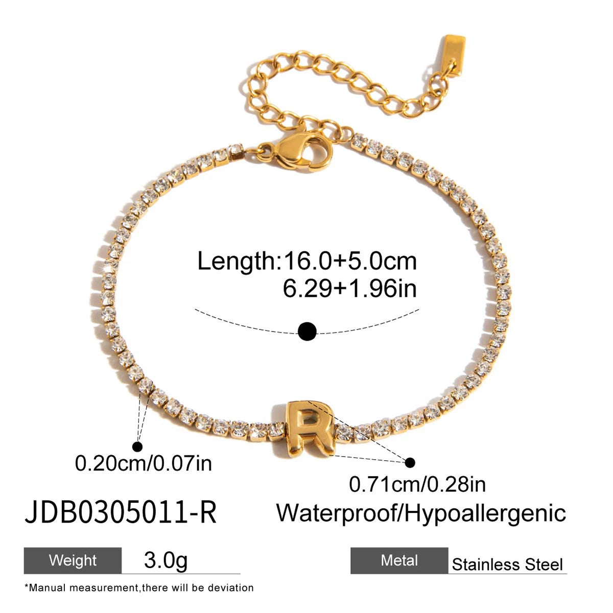 Premium 18K Gold Plated Initial Hand Bracelet for Women – Waterproof & Tarnish-Free Luxury Jewellery & Jewelry