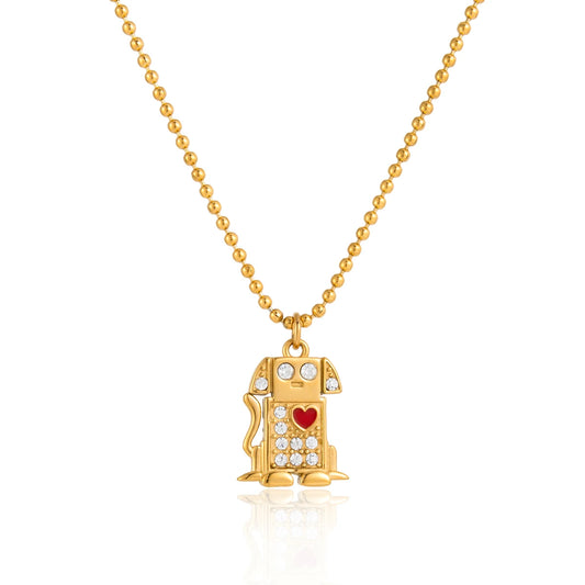 Gold Dog Pendant Necklace | Dog Lover Charm Necklace for Pet Moms & Dads