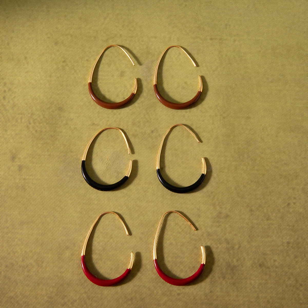18K Gold Plated Enamel Hoop Earrings – Waterproof Tarnish-Free Minimalist Color Hoops for Women