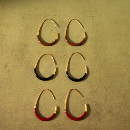 18K Gold Plated Enamel Hoop Earrings – Waterproof Tarnish-Free Minimalist Color Hoops for Women