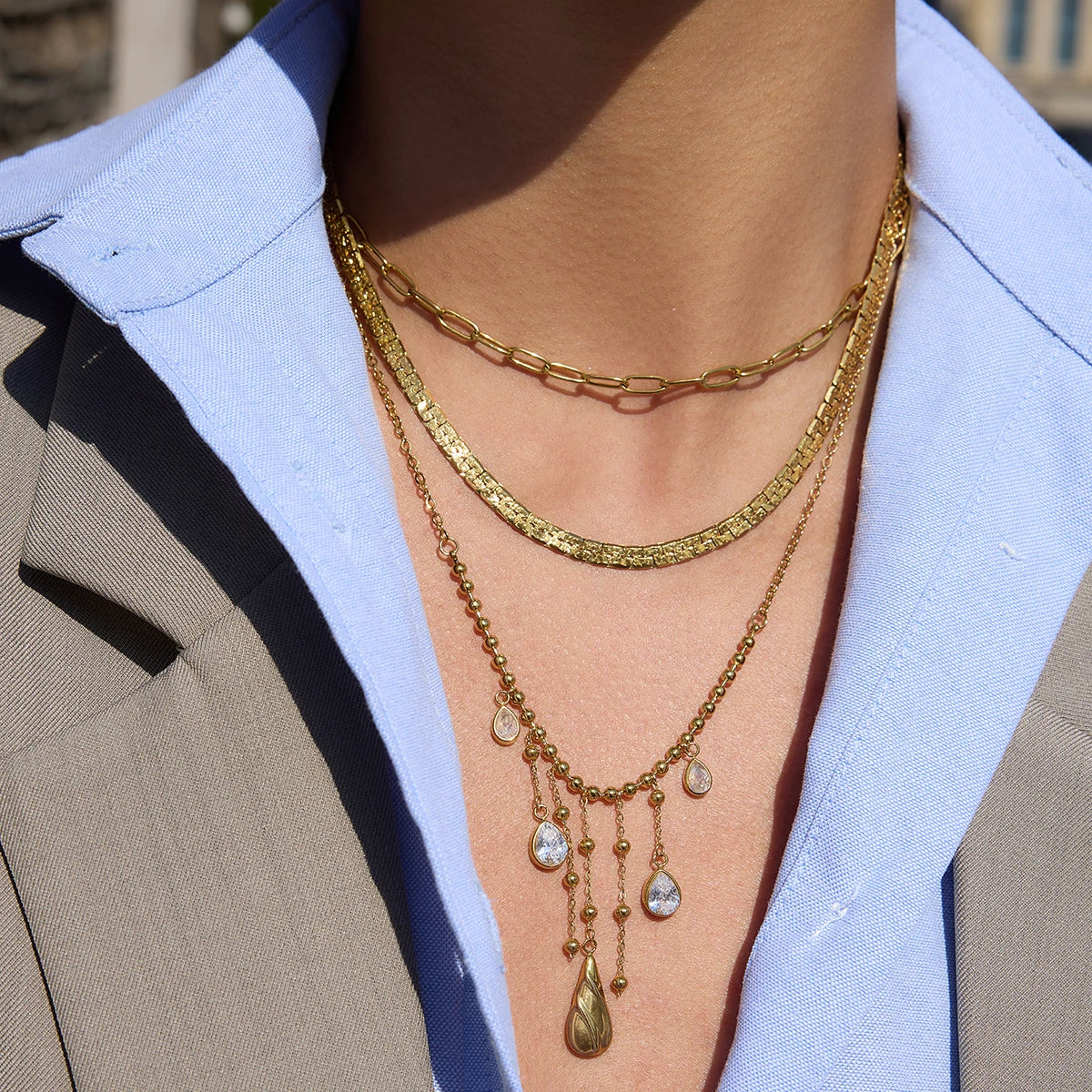 18K vergulde druppel hanger ketting – waterdicht, vlekvrij statement sieraad