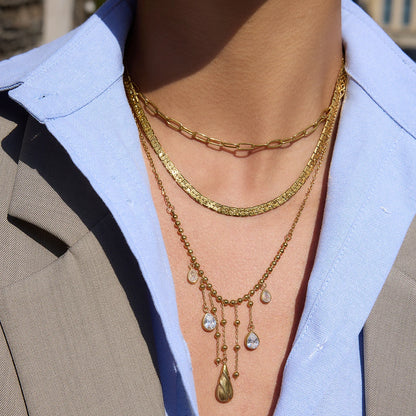 18K vergulde druppel hanger ketting – waterdicht, vlekvrij statement sieraad
