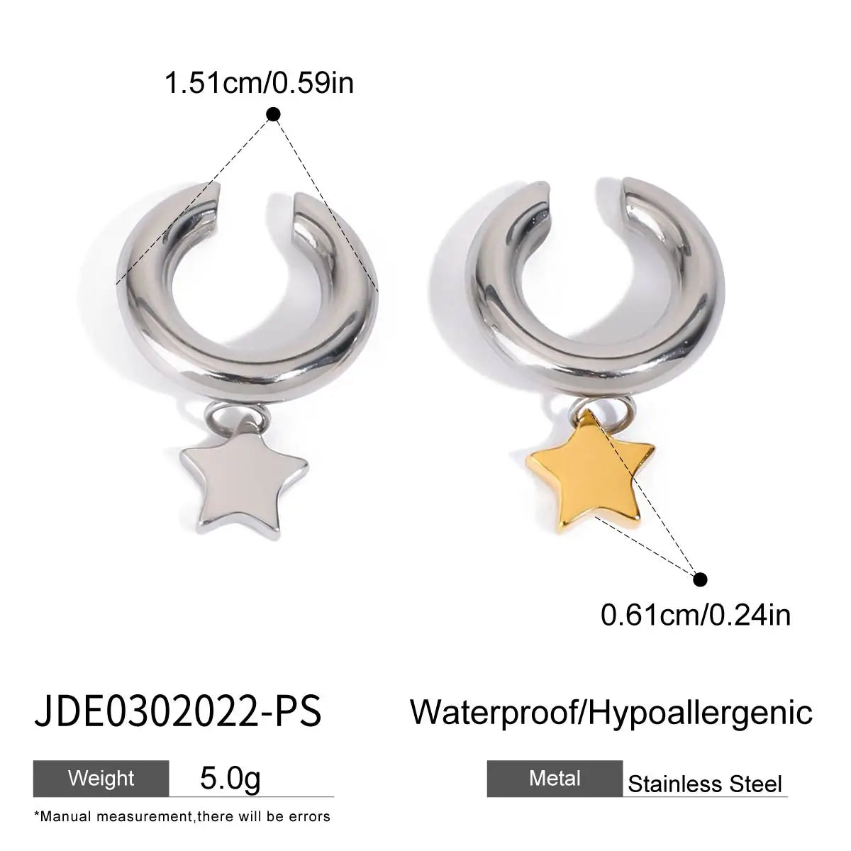 18K Vergulde Ster & Strik Oorbellen Set voor Dames – Waterdicht Roestvrijstalen Sieraden die niet verkleuren (Meerdere Ontwerpvarianten)