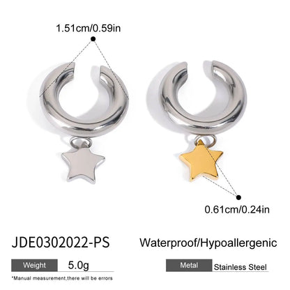 18K Vergulde Ster & Strik Oorbellen Set voor Dames – Waterdicht Roestvrijstalen Sieraden die niet verkleuren (Meerdere Ontwerpvarianten)